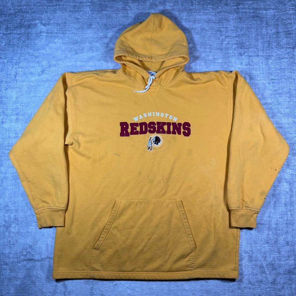 Washington Redskins Sweatshirt Mens XL Yellow Embroidered Hoodie Vintage Y2K NFL